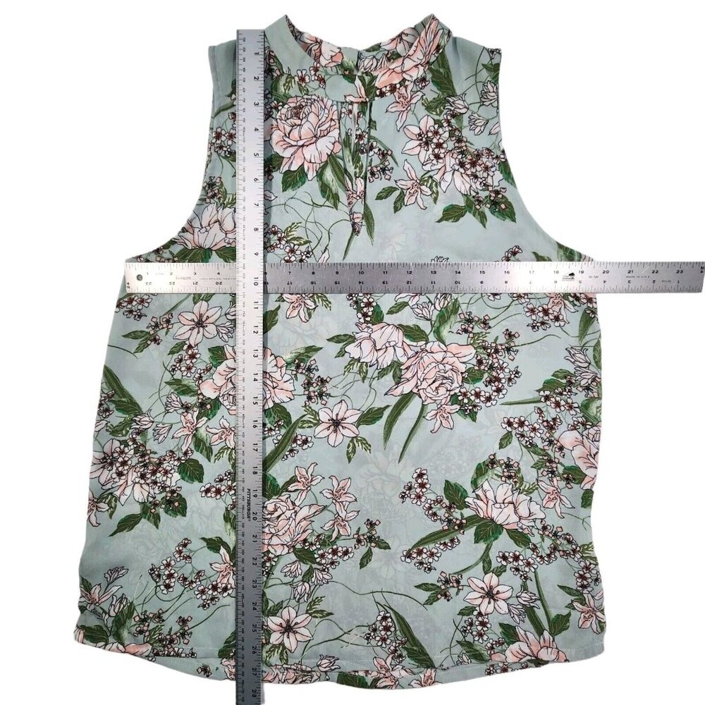 Loft‎ Outlet Women's Tunic Top Sz M Mint Green Floral Fairy Sleeveless Cottage - Picture 6 of 10